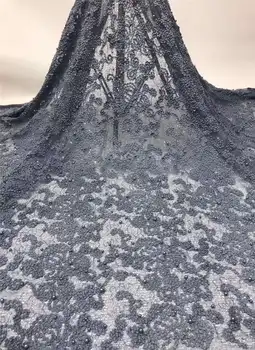 

African Lace Fabric Embroidered Nigerian Laces Fabric High Quality French Net Tulle Beads Lace Fabric For Women Dress XSA04