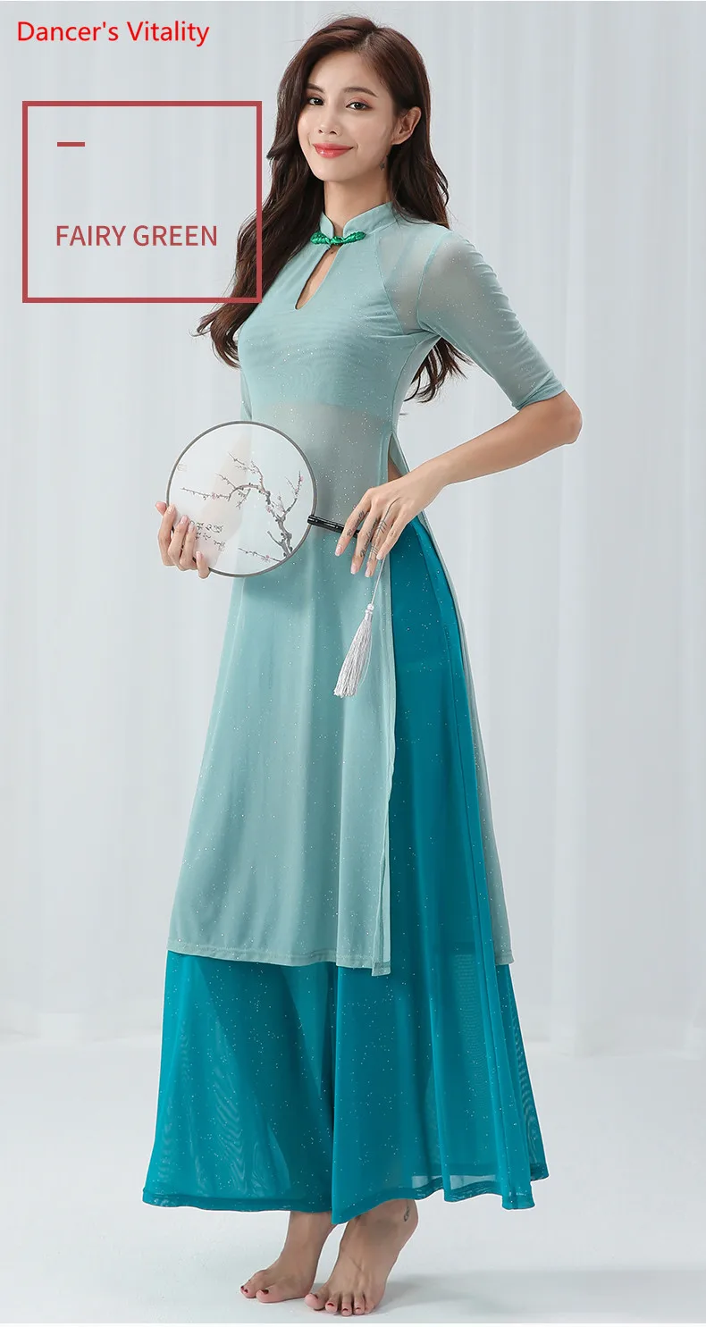 Живота Ципао для танцев тренировочной одежды Cheongsam костюмы современная танцевальная одежда