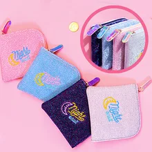 Модный кошелек с вышивкой для монет, блестящая мини сумка для денег, кредитницы, чехол для наушников, карман для хранения ключей, клатч, кошелек для женщин INS