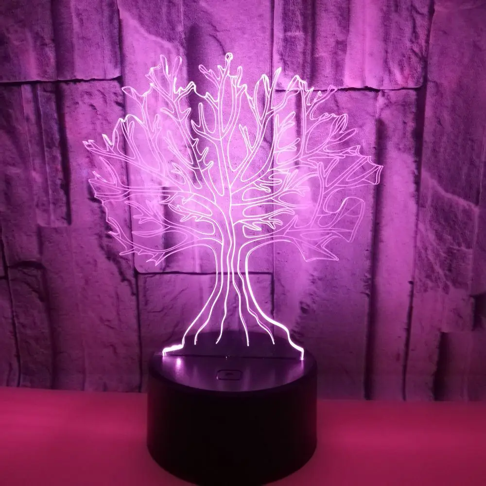Ночник, Настольный светильник, 3D Led, визуальный, 7 цветов, меняющий большое дерево, настольная лампа, спальный декор, прикроватный светильник для сна, Подарочный светильник