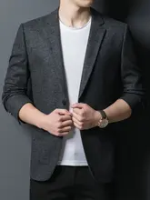 

2022 Spring Autumn Men Slim Fit Blazers Black Grey Shadow Plaid Pattern Business Suit Jacket Male Classical Clothings Stylish