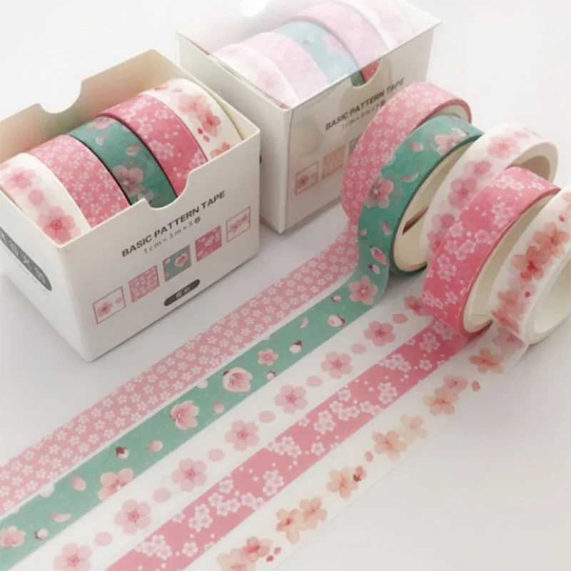 

5pcs/set 10mm*3m grid washi tape cute decorative adhesive tape solid color masking tape for stickers scrapbooking diary DIY stic
