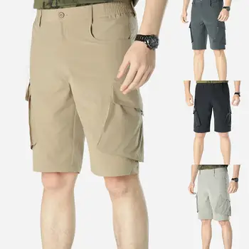 

Men Short Cargo Pants Knee Pants Summer Sport Casual Solid Color Shorts Multi Pockets Short Trousers