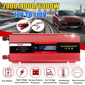 

Solar Inverter 6000W/4000W/2000W DC 12V to AC 110V Pe ak Power Inverter Voltage Transformer Convertor Transformer + LCD Display