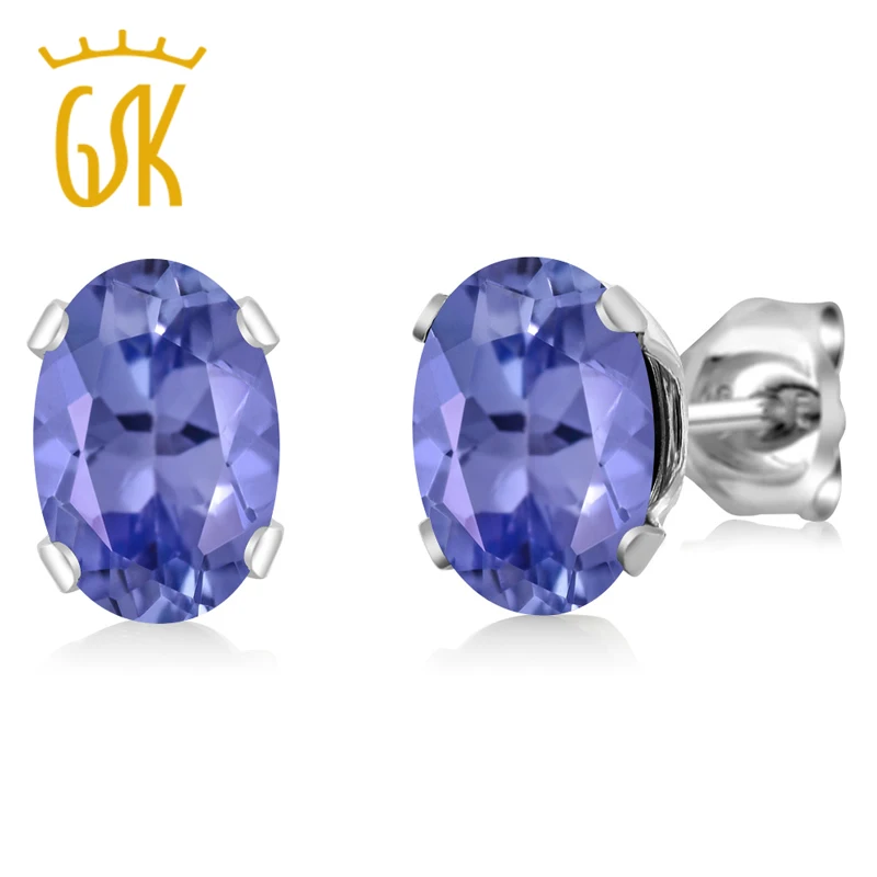 GemStoneKing 1 30 Ct 6.5X4.5mm овальные серьги гвоздики из натурального танзанита