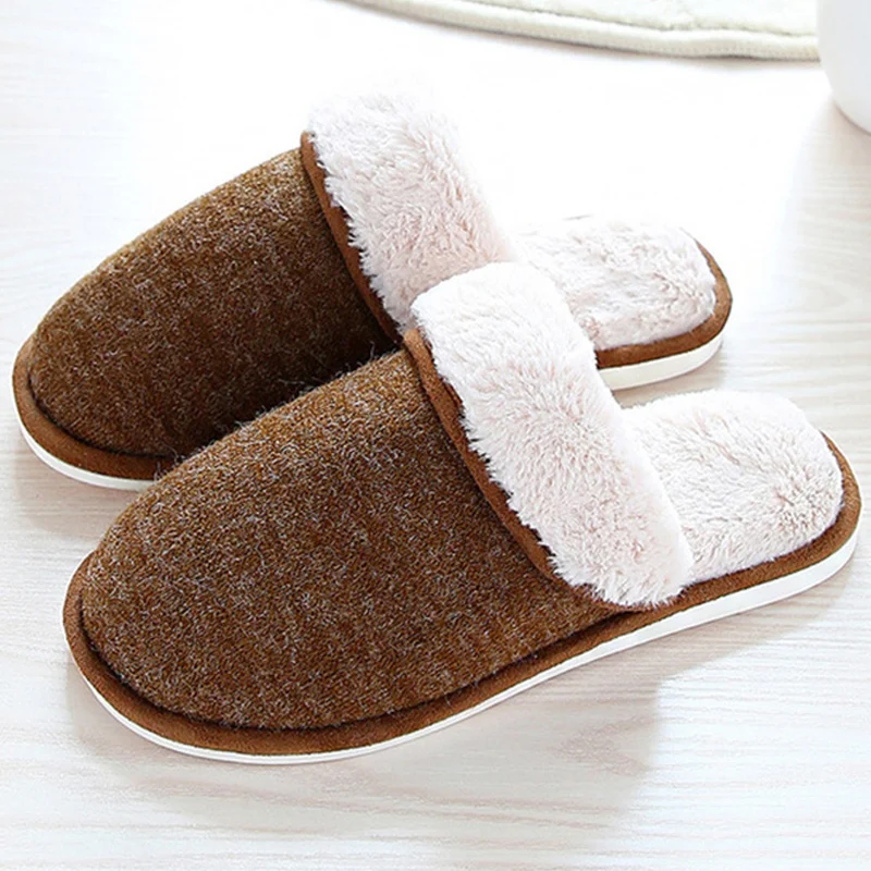 Warm Slippers men Winter Light Weight Antiskid Flat with Fabric Velvet House male shoes Memory Foam Massage slippers for men