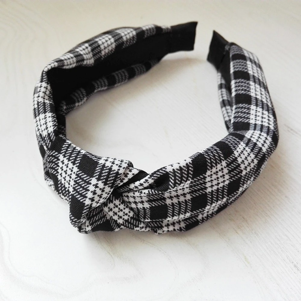 2019 New Fashion Bohemia Hair Accessories Plaid Hairband Headband For Women Headwear Elastic Knotted Hair Band Wholesale 903