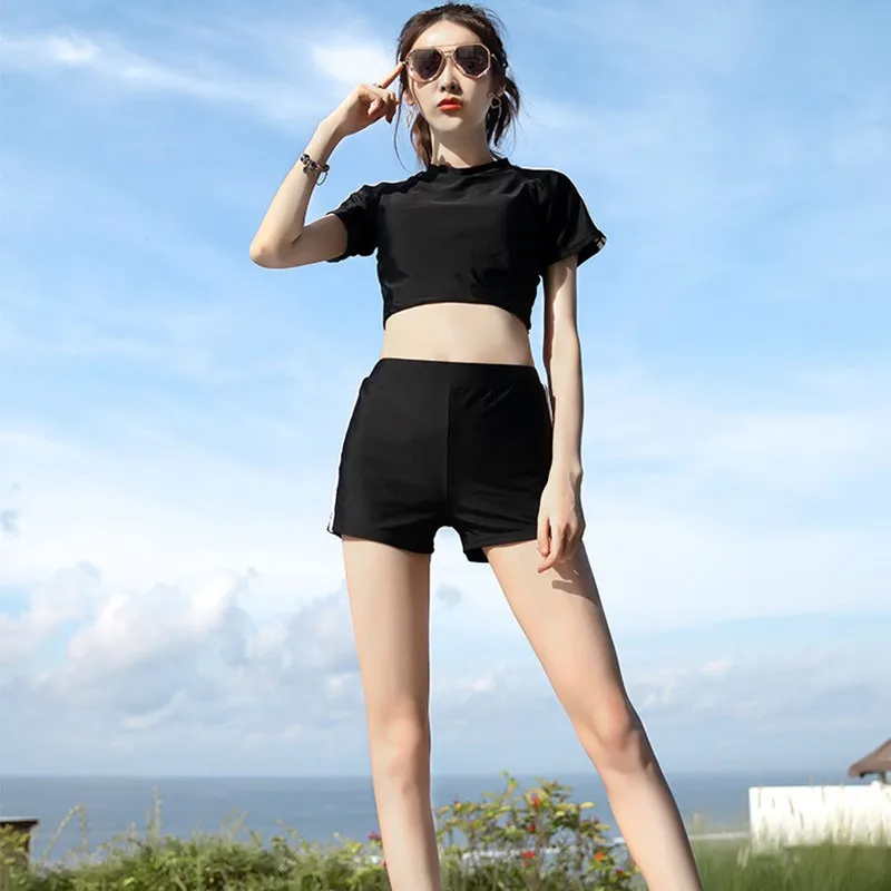 

2020 Female Swimwear Sexy Cute Japanese Long-Sleeved Sunscreen Swimsuit Two-piece Beach Bathing Suit
