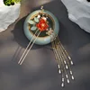New Vintage Chinese Hanfu Dress Clothing Hairpins Clips Flower Pearls Long Tassel Step Shake Hair Forks Sticks for Bride Noiva ► Photo 1/6