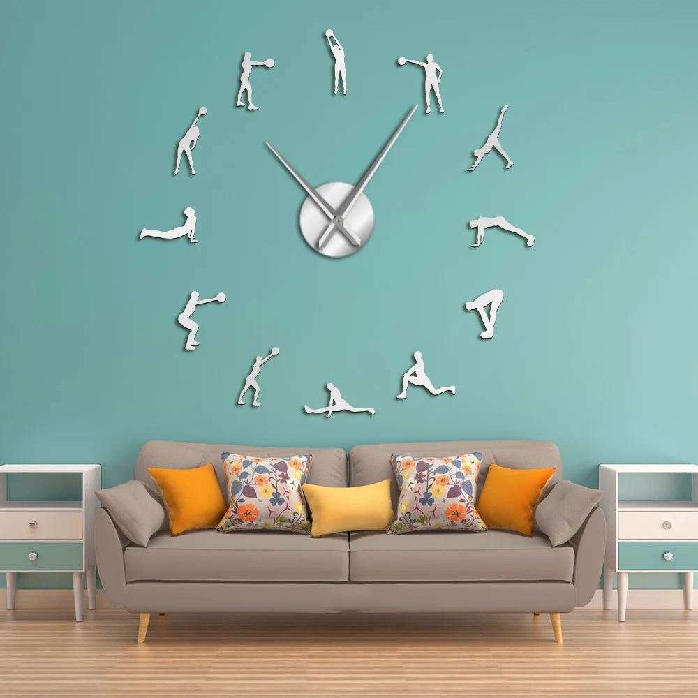 

Большие настенные часы для фитнеса, спорта, девушек, современный дизайн, «сделай сам», бодибилдинг, Женский Декор для дома, художественные бескаркасные часы с большими иглами