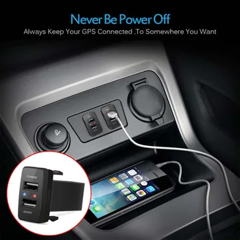 

Car USB Charger Interface Auto Vehicle Dual USB Audio Port Black Portable