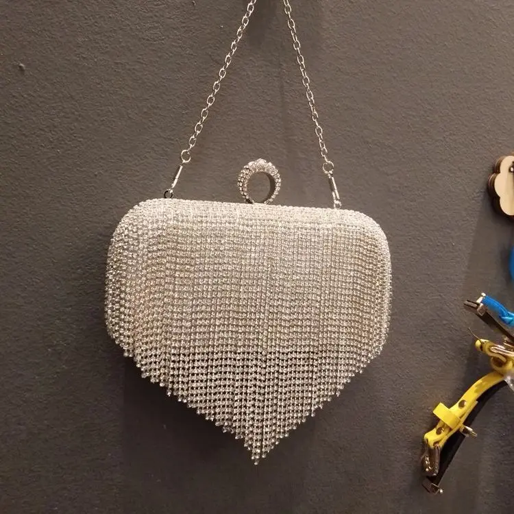 

Tassels Evening Bag Europe And America Diamond Set Entirely Handmade Clutch Hot Sales Man-made Diamond Evening Bag 8129