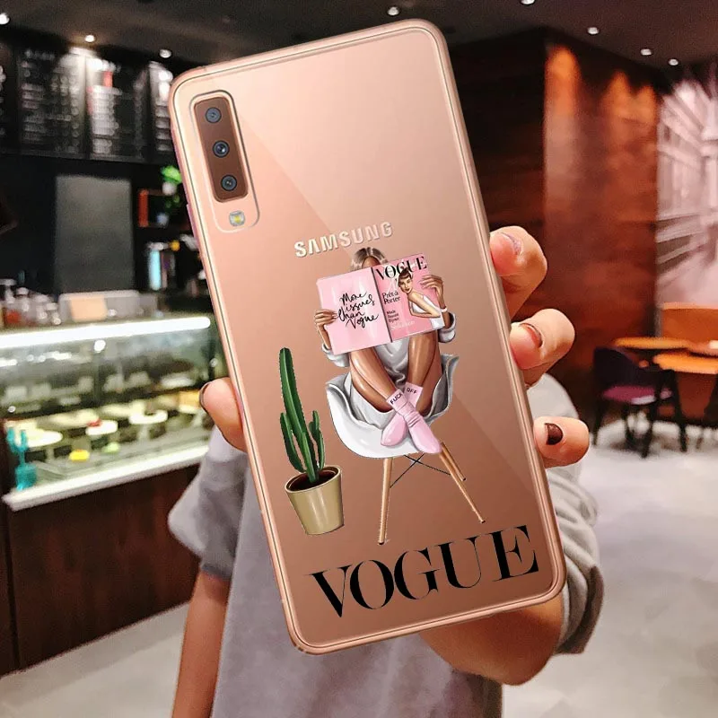 TPU Vogue Boss девушка каштановые волосы для прозрачный силиконовый кейс для samsung Galaxy A10 A30 A50 A70 A80 A7 A750 A6 A8 плюс A9 - Цвет: TPU