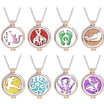 

New Rose Gold Aromatherapy Necklace Jewelry Cat Elephant Butterfly Necklace Essential Oil Diffuser Locket Pendant Necklaces