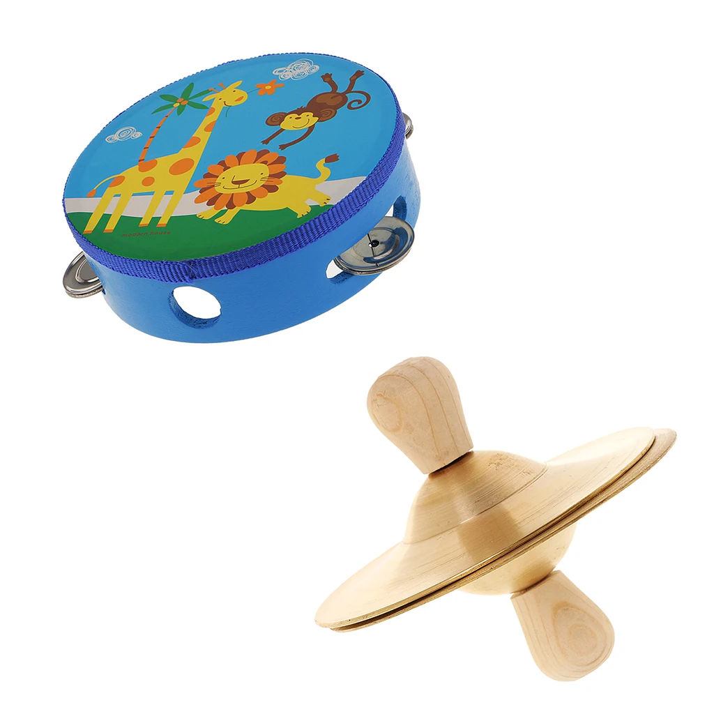 Ручная ударная тарелка Гонг с деревянным бубном для детей детская музыкальная игрушка