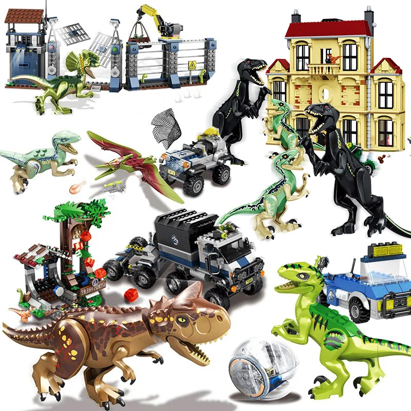 

8 psc indominus t rex indoraptor park compatible legoed Jurassic world kids children boys model building blocks dinosaur toys