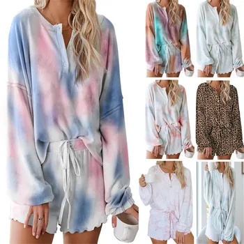 

2020 New Style Women's Leisure Tops Tie-Dye Printed Long-Sleeved Pajamas zaraing-style za women 2020 sheining