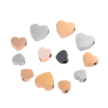 

Stainless Steel Silver & Black & Gold & Rose Gold Heart Spacer Beads DIY Jewelry Findings Hadmade Necklace/Bracelets Making