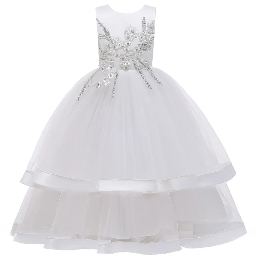 Кружевное платье для девочек свадебное вечернее платье для девочек вечерние зимние кружевные платья принцессы с длинными рукавами для девочек от 4 до 12 лет - Цвет: White