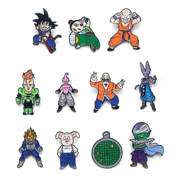 

V128 Wholesale 20pcs/lot Cartoon Dragon Ball Cool Metal Enamel Pins and Brooches Fashion Lapel Pin Backpack Bags Badge Gifts