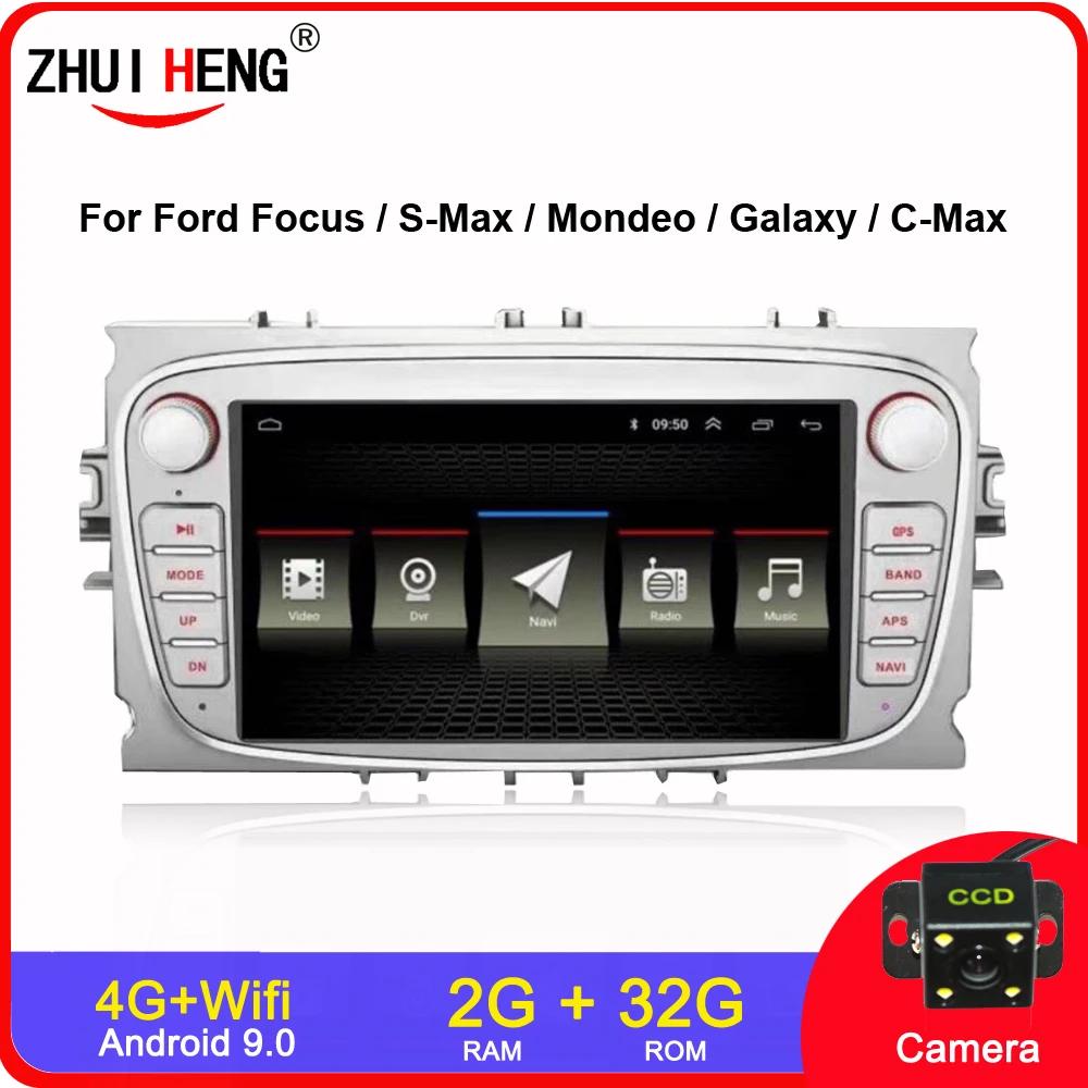 

2G 32G Android 9.0 2 DIN Car Radio for iFord Focus S-Max iMondeo 9 Galaxy C-Max car radio auto radio gps navi