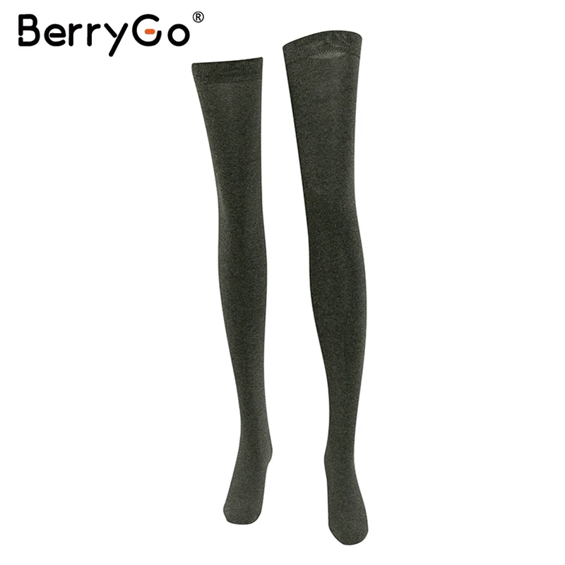 Темно-серый BerryGo, повседневные, зимние, женские, высокая талия, женский свитер, чулки, хлопок, мягкие, Ретро стиль, сплошная шикарная, вязаные чулки - Цвет: Темно-серый