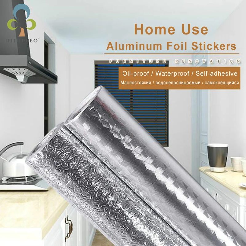40x100cm Kitchen Oil proof Waterproof Stickers Aluminum Foil Kitchen