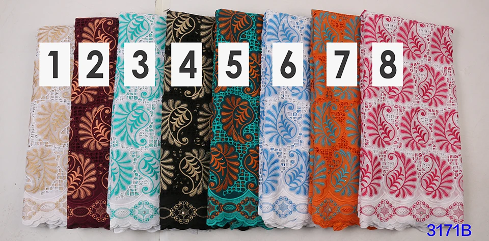 2019 Swiss Voile Lace In Switzerland High Quality African 100%Cotton Lace Fabric With Stone Nigerian Every Dress Party QF3171B-2