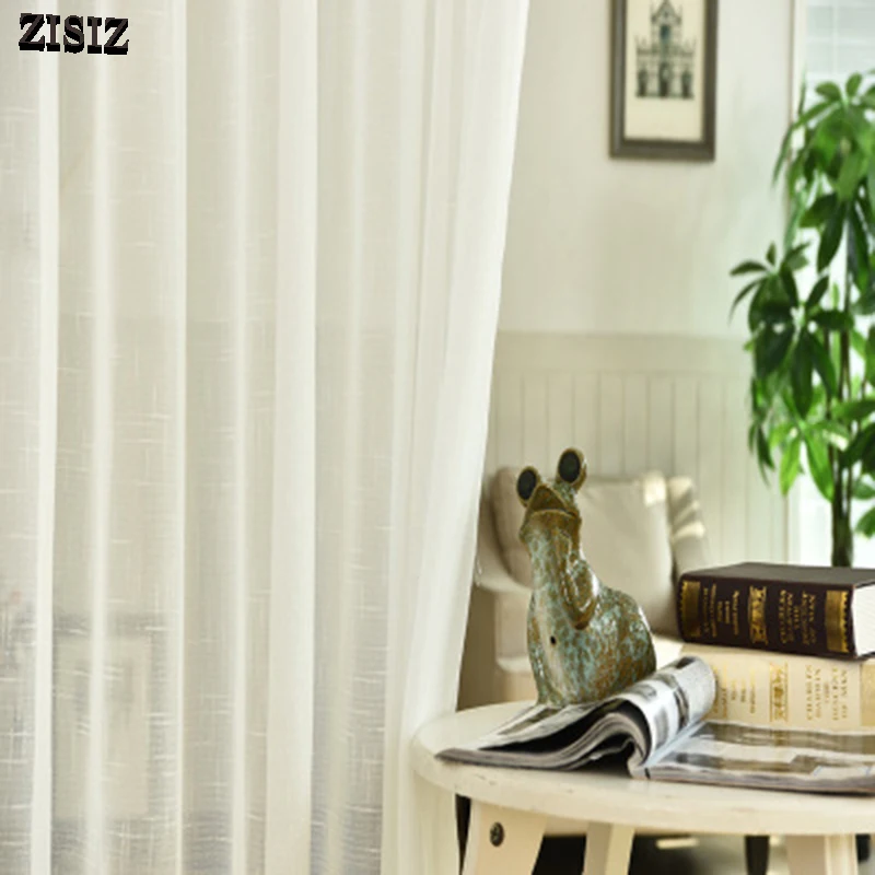 

ZISIZ Japanese Solid Color Tulle Curtains for Bedroom Window Sheer Curtains for Living Room Kitchen Modern Voile Curtain Drapes