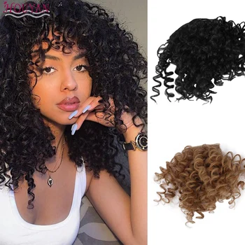 

HOUYAN Fashion Afro Black Women Messy Kinky Curly Clip Ins Synthetic Fake Bang Bangs Hairpiece