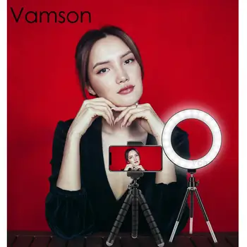 

Vamson Selfie LED Ring Light for Youtube Tiktok Makeup Video Light Usb Plug With Tripod for Phone Desk Ring Lamp VLS12A