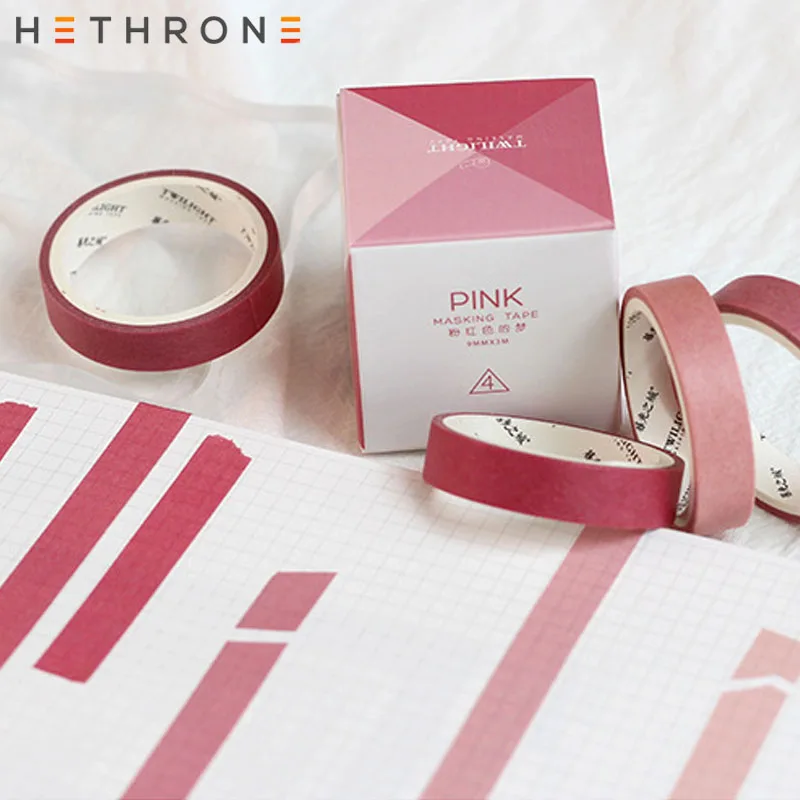 Hethrone 4 шт. простые однотонные Цвет Сделай Сам лента для декорации Washi Скрапбукинг малярный скотч лоли руководств по лента с наклейками приукрасить постав