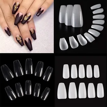 

600pcs/box Natural Clear White Coffin False Nail Tips 10 Sizes Full Cover Fake Nail Acrylic Nail Art Tips Manicure Tool 20#924