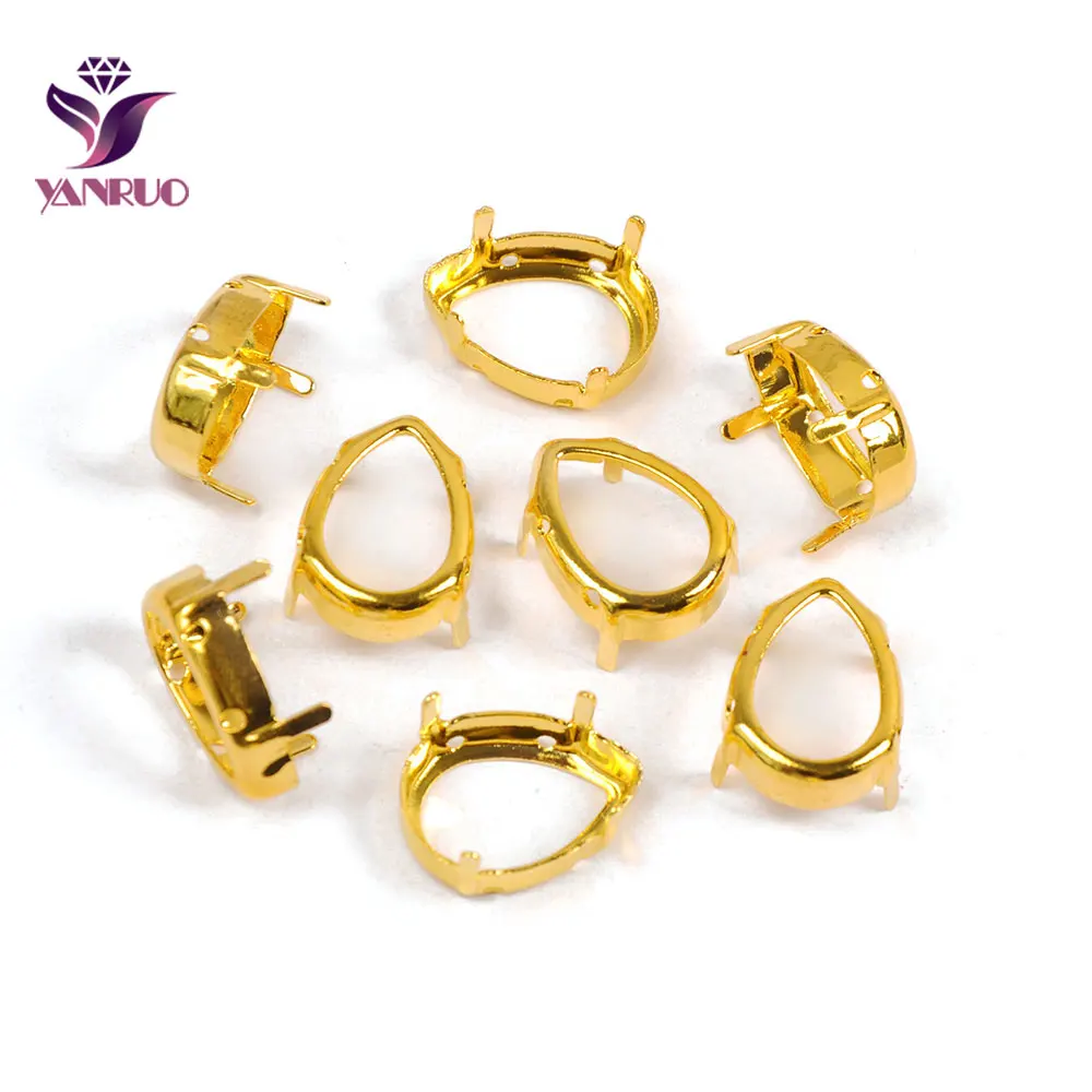 YANRUO 4320 капля медь K9 пустые коготь настройки для необычных камней серебро золото прочно установить основание пьедестала - Цвет: Gold