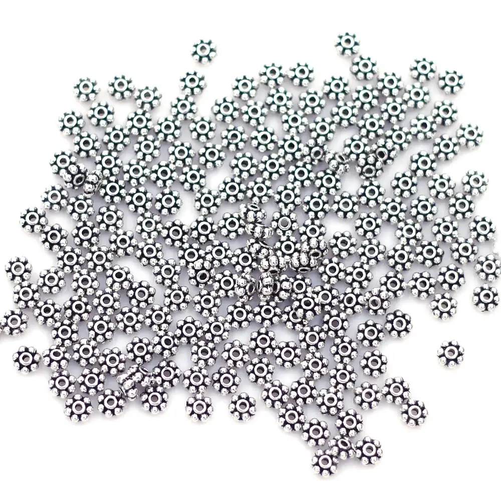 2000Pcs Silver Tone Daisy Flower Metal Spacer Beads Jewelry Making Findings 5mm