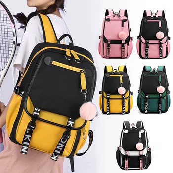 

Canvas Backpack For School Teenage Girls Bags Multi-pocket Women Travel Backpack Mochila Mujer Femal Shoulder Bag Pure Color Bag