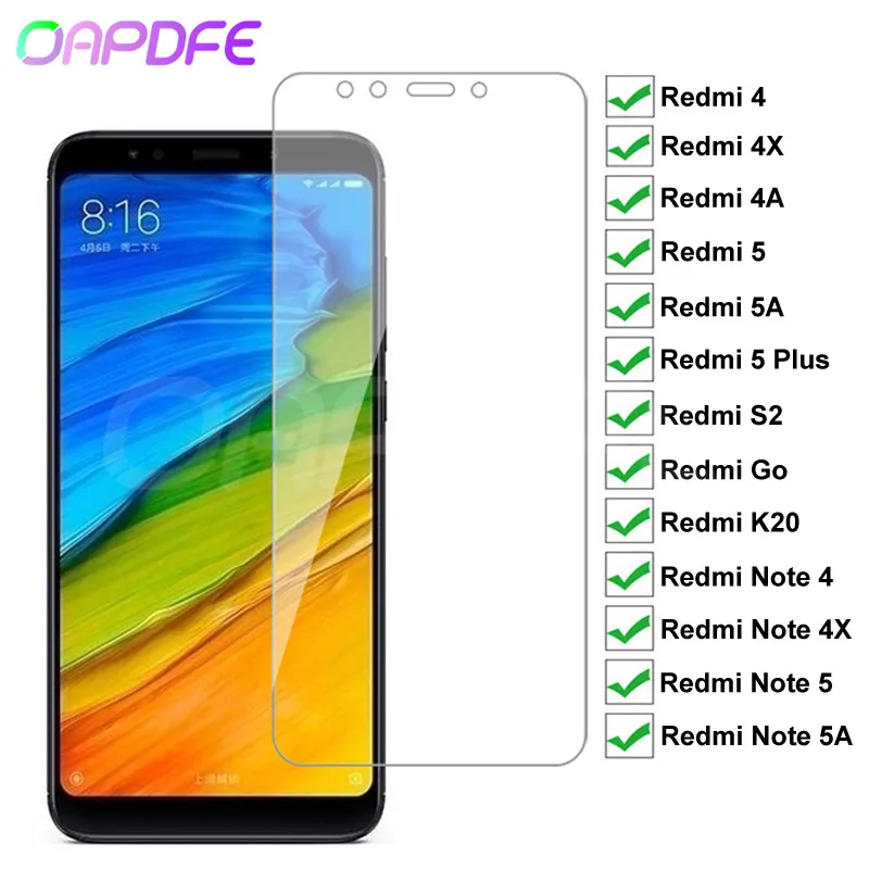 9H закаленное стекло премиум класса для Xiaomi Redmi 5 Plus 5A 4 4X 4A S2 Go K20 Note Pro защита экрана