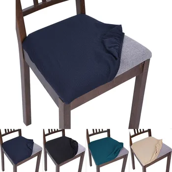 

1/2/4/6Pcs Solid Color Kitchen Office Stretch Chair Cover Solid Seat Protector Elastic Seat Case Dining Computer Slipcover