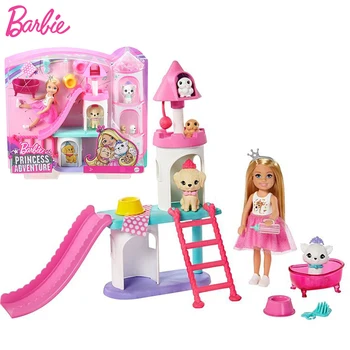 

Original Barbie Chelsea Dolls Pet Castle Playset Toys for Girls Children Birthday Gifts Bonecas Accessories Toys Princess makeup