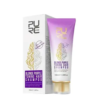 

100ml Purc Blonde Purple Hair Shampoo For Silver Ash Look Purple Hair Shampoo Removes Yellow And Brassy Tones Hair Care