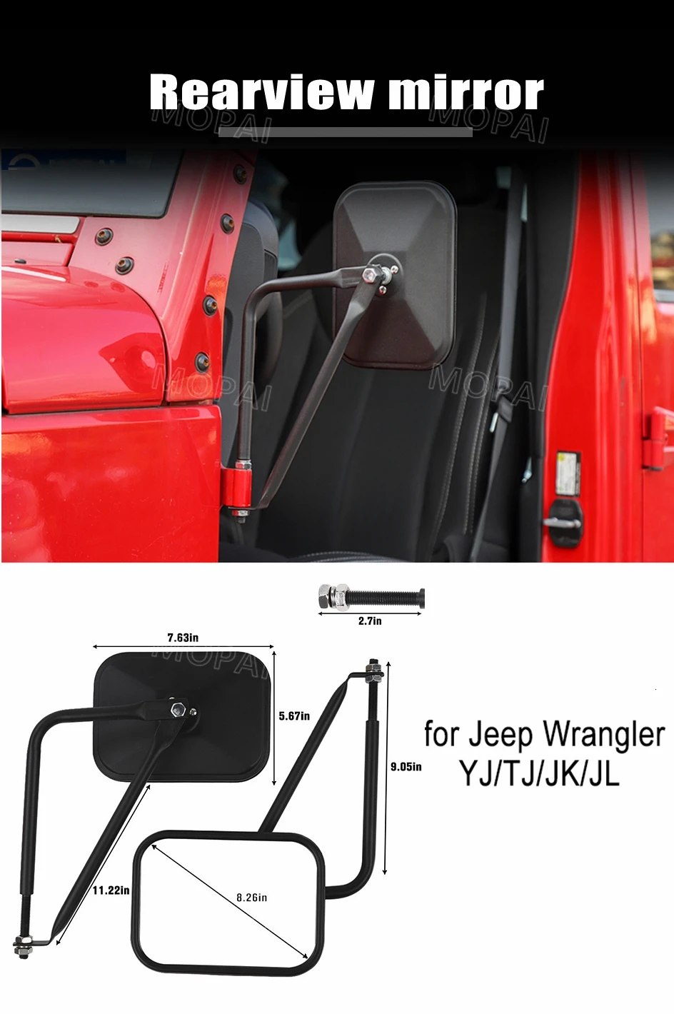 MOPAI зеркальная Крышка для Wrangler 1987- Автомобильное зеркало заднего вида Зеркало для слепого пятна, аксессуары для Jeep Wrangler YJ TJ JK JL 2007