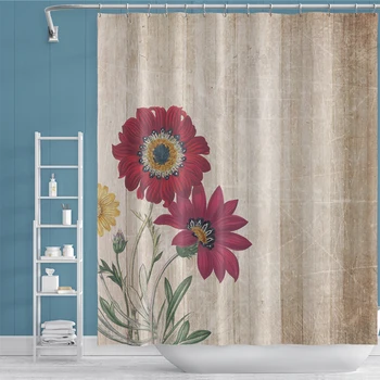 

Cassisy Fashion Red Flowers Showers Curtains For Bathroom Waterproof Polyester Bath Curtain Washable Bath Decor With Set Hooks