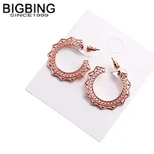 M036 BIGBING ювелирные изделия Модные Золотые Серебряные Круглые Пустотелые серьги гвоздики модные серьги-гвоздики Модные женские ювелирные изделия Высокое качество