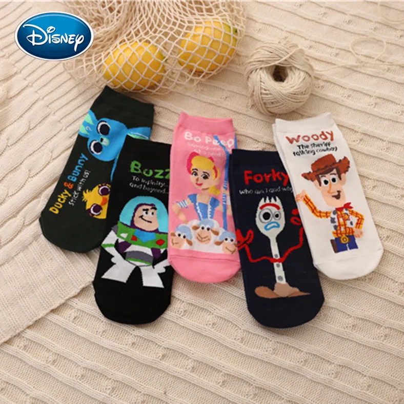 Disney-Calcetines de algodón con dibujos animados de Toy Story Personaje de Anime, 1 par