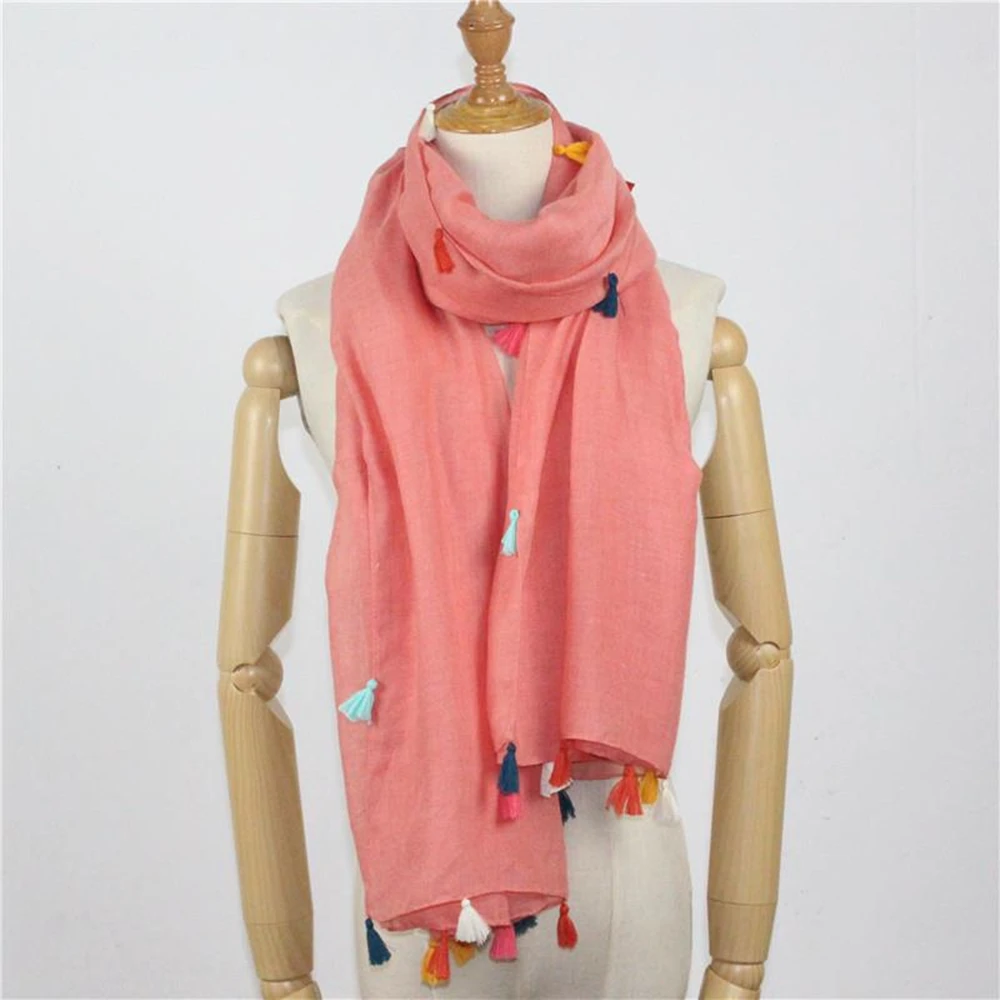 

2019 New Fringed Pink Barry Yarn Autumn Winter Female Fashion Lady Casual Warm Accessories Long Shawl Blanket Scarf