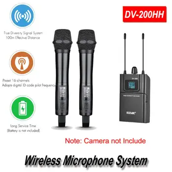 

DV-200HH Dual channel wireless lavalier microphone wireless camera microphone system for iphone Smartphone Camera DSLR