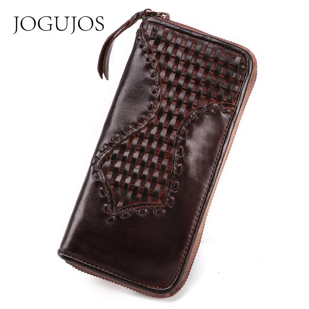 

JOGUJOS New Design Women Long Wallets Genuine Leather Wallet Female Clutch RFID Credit Card Wallet Ladies Zipper Coin Purse