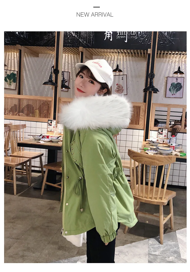 Fashion down Jacket Women's Short Shinhan NUS Fur Collar BF Workwear Coat Loose-Fit CHIC Parka Thick