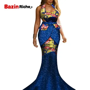 

Strapless Mermaid Dresses for Women Party Wedding Date Dashiki African Women Party Dresses 2019 African Dresses for Women WY5220