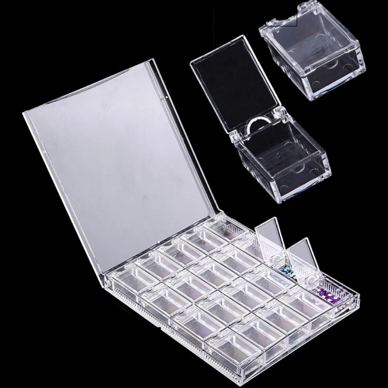 

20 Girds Acrylic Makeup Organizer Nail Art Storage Box Clear Display Case Organizer Holder For Jewelry Nail Rhinestone Beads B